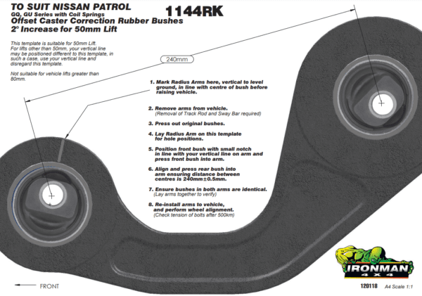 Y61 PICKUP RUBBER CASTER CORRECTION – 2° OFFSET