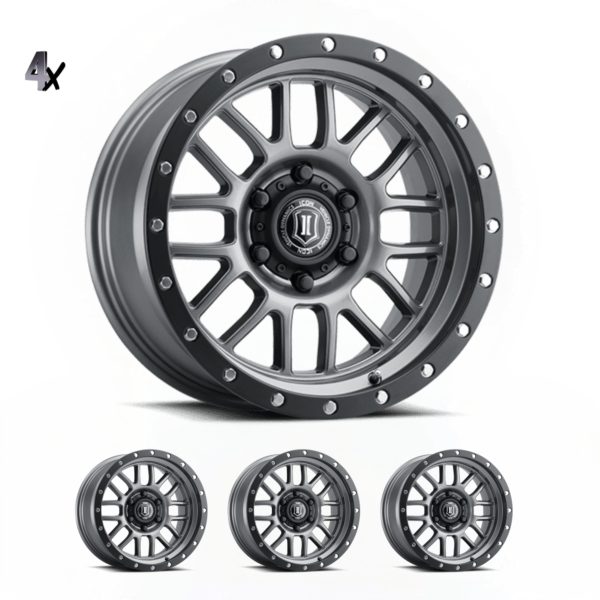 RAM 1500 (17×8.50) 4x ALPHA GUNMETAL WITH BLACK RING 6×5.5″ (0 OFFSET)