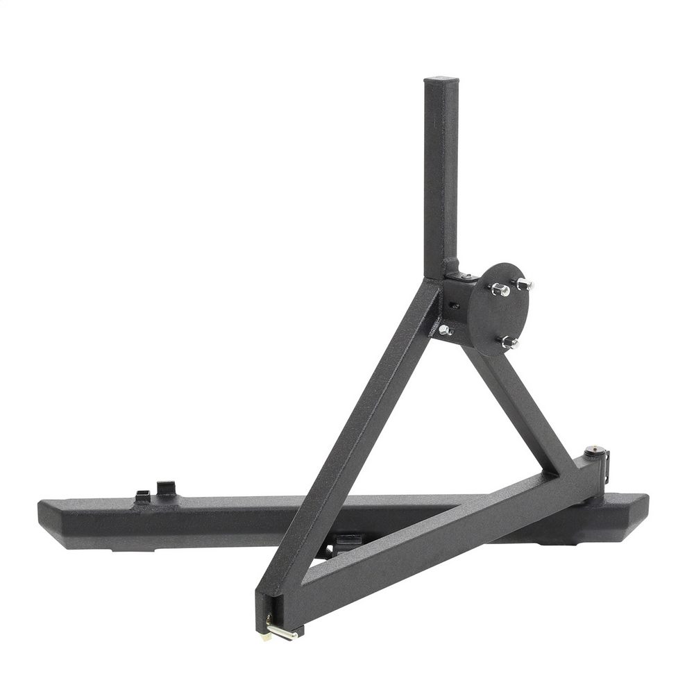 CLASSIC ROCK CRAWLER REAR BUMPER AND TIRE CARRIER WITH RECEIVER HITCH (BLACK)