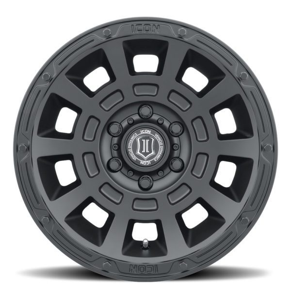 SILVERADO/SUBURBAN/SIERRA 1500 (17×8.50) 4x THRUST SATIN BLACK 6×5.5″ (0 OFFSET)