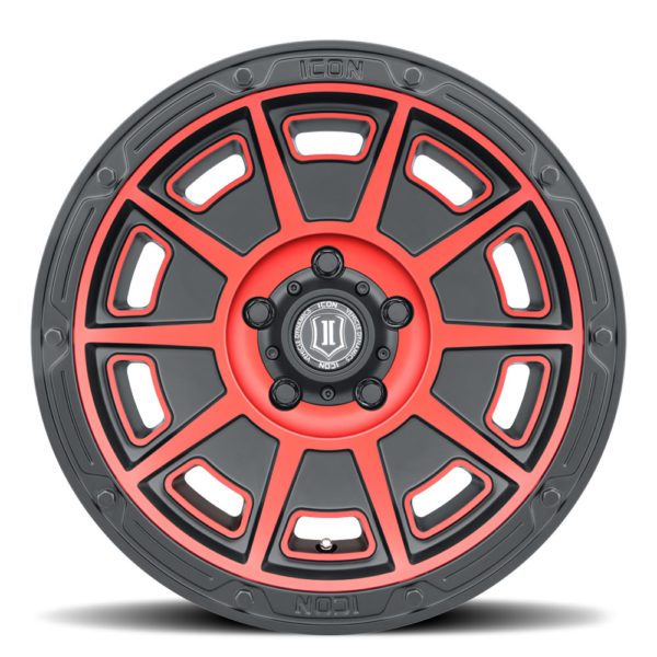 SILVERADO/SUBURBAN/SIERRA 1500 (17×8.50) 4x VICTORY SATIN BLACK WITH RED TINT 6×5.5″ (0 OFFSET)